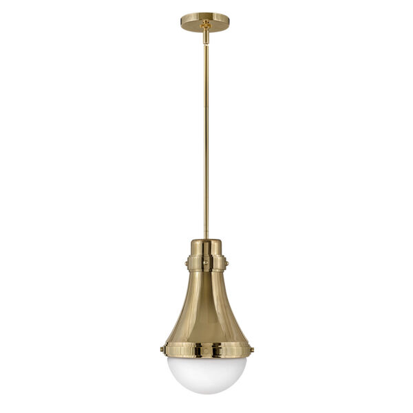 Oliver Bright Brass One-Light Mini Pendant With Etched Opal Glass, image 1