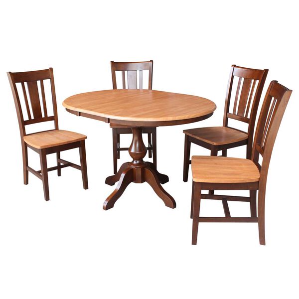 Cinnamon and Espresso Round Top Dining Table with Chairs, 5-Piece, image 1