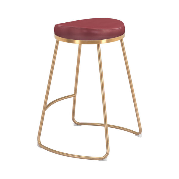 Bree Burgundy and Gold Counter Stool, Set of Two, image 6