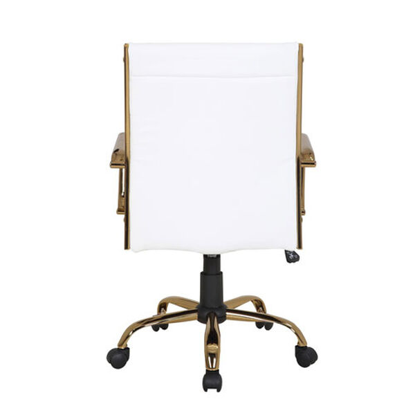 Master Gold and White Faux Leather Office Chair, image 4