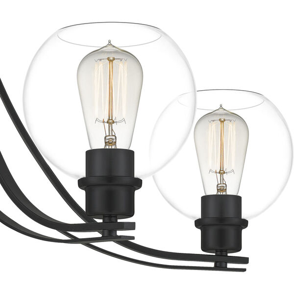 Pruitt Matte Black Dome Shade Nine-Light Chandelier with Clear Glass, image 6