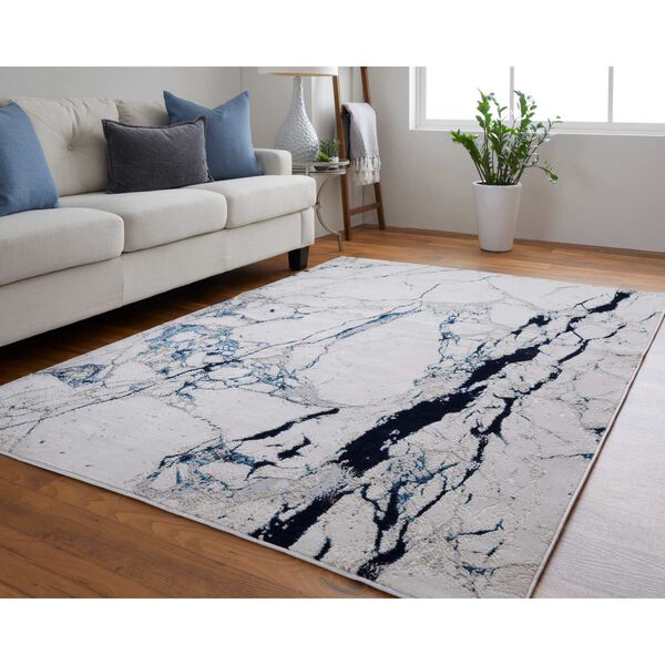 Indio Abstract Ivory Blue Black Area Rug, image 2