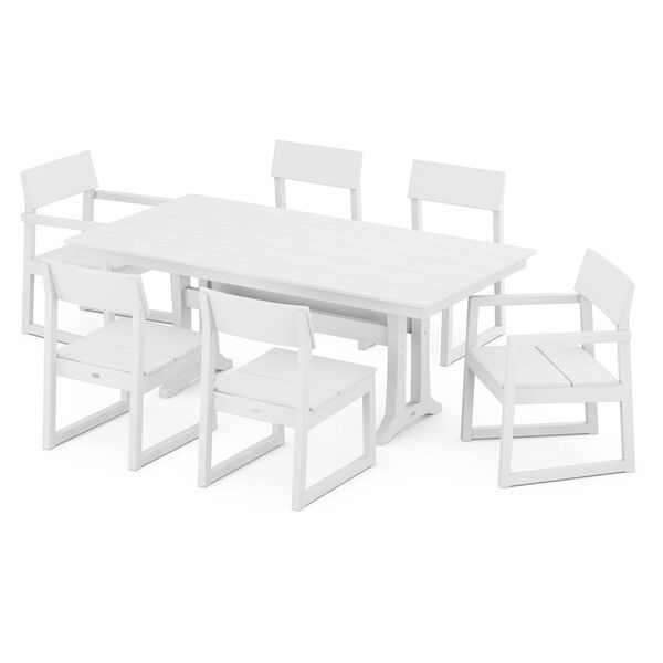 Edge White Trestle Dining Set, 7-Piece, image 1