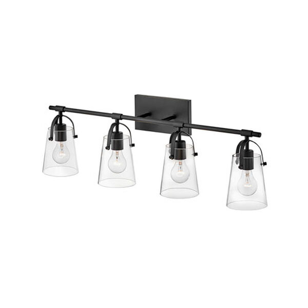 Foster Black Four-Light Bath Vanity With Clear Glass, image 5