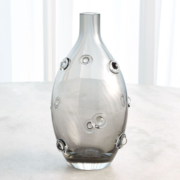 Button Glass Grey Handblown Art Glass Tall Vase, image 2