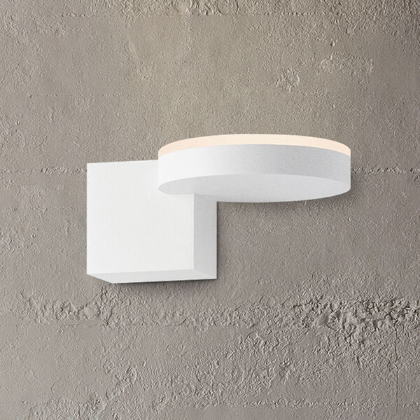Disc-Cube Textured White LED 7.25-Inch Wall Sconce with Frosted Diffuser, image 2