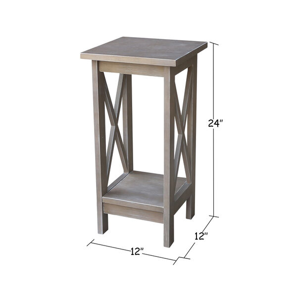 Solid Wood 24 inch X-sided Plant Stand in Washed Gray Taupe, image 4