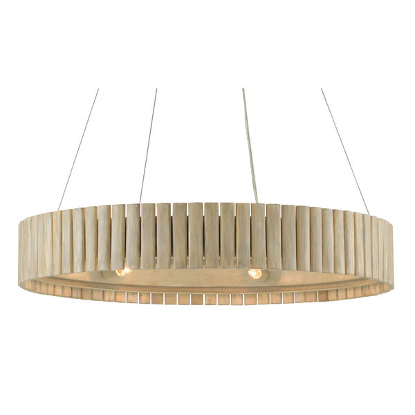 Tetterby Light Taupe and Smokewood Natural Bamboo Six-Light Chandelier, image 1