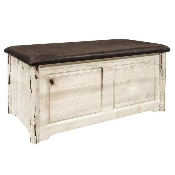 Montana Natural Blanket Chest with Saddle Upholstery, image 1