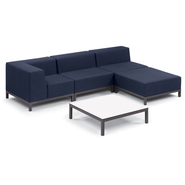 Koral Carbon and Spectrum Indigo Patio Sectional Set and Table, 5-Piece, image 1