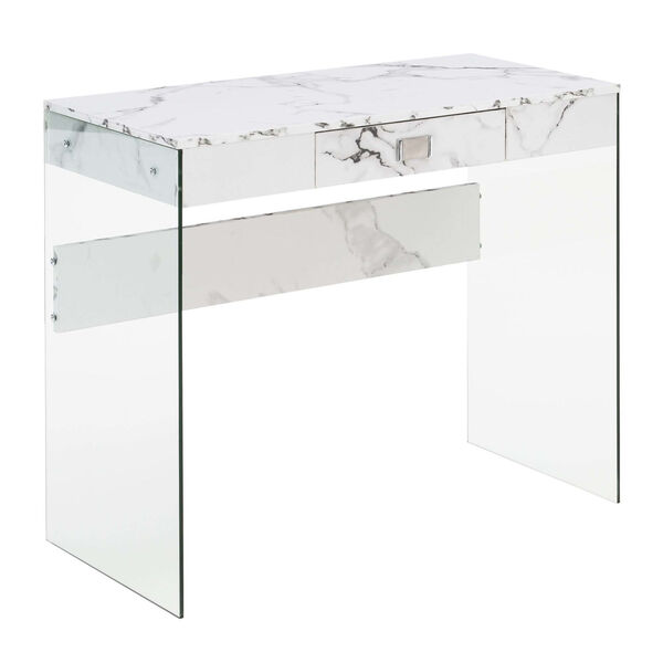 SoHo White Desk with Tempered Glass, image 1