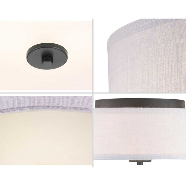 Graphite Two-Light Flush Mount With Fabric Shade, image 2