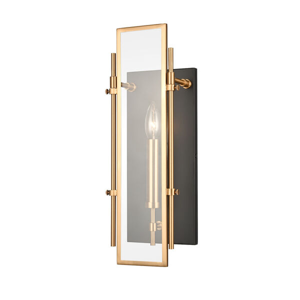 Mechanist Matte Black and Satin Brass One-Light Wall Sconce, image 2