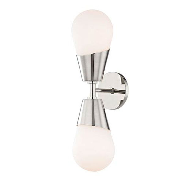 Wes Polished Nickel 5-Inch Two-Light Wall Sconce, image 1