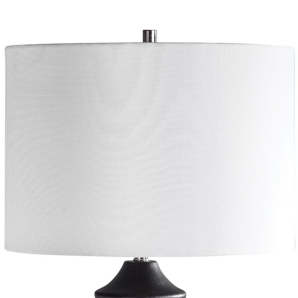 Mendocino Rustic Black One-Light Table Lamp with Round Drum Hardback Shade, image 4