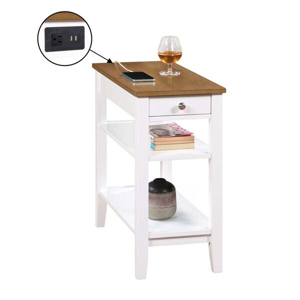 Multicolor American Heritage One Drawer Chairside End Table with Charging Station and Shelves, image 7