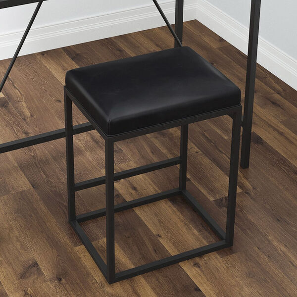 Riley Black Metal Faux Feather Counter Stool, Set of Two, image 2
