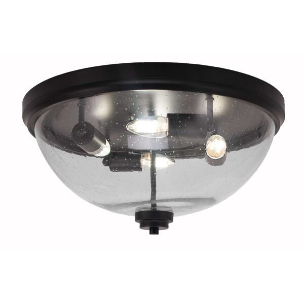 Any Matte Black 18-Inch Four-Light Flush Mount with Clear Bubble Glass, image 1