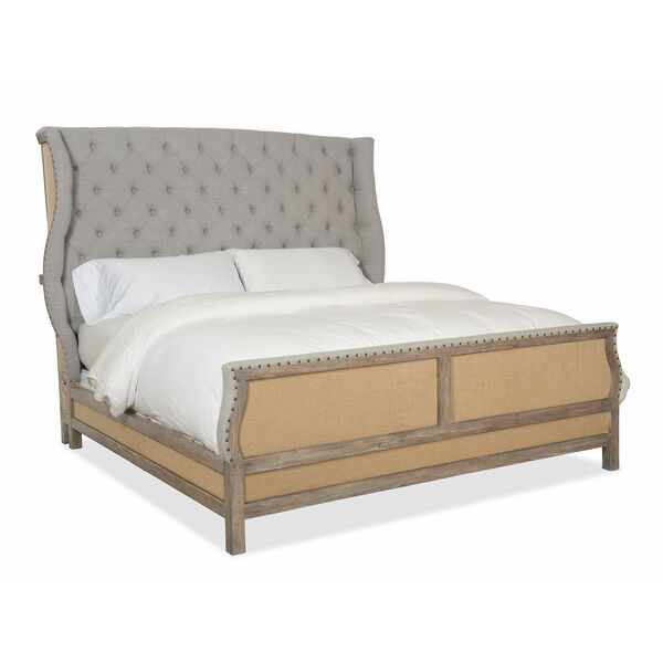 Boheme Bon Vivant Light Wood De-Constructed California King Upholstered Bed, image 1