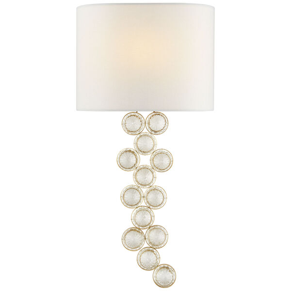 Milazzo Medium Left Sconce in Gild and Crystal with Linen Shade by Julie Neill, image 1