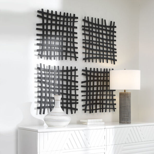 Gridlines Matte Black Wall Decor, image 1