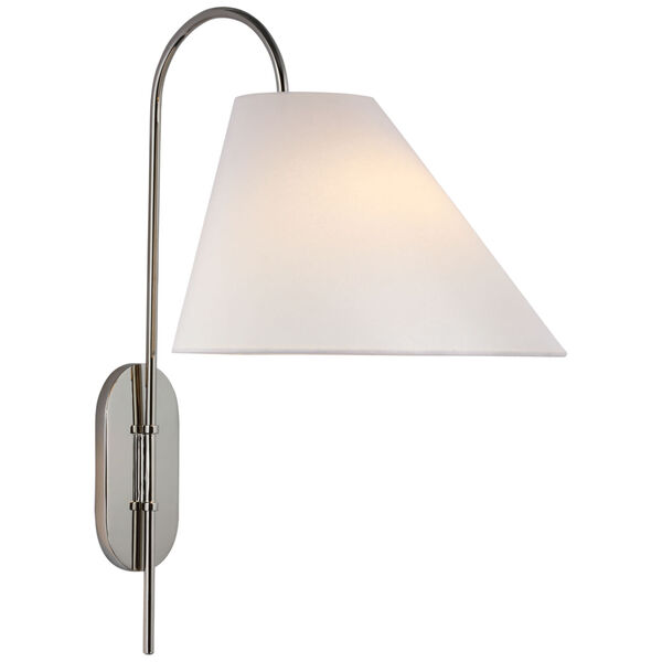 Kinsley Large Articulating Wall Light in Polished Nickel with Linen Shade by kate spade new york, image 1