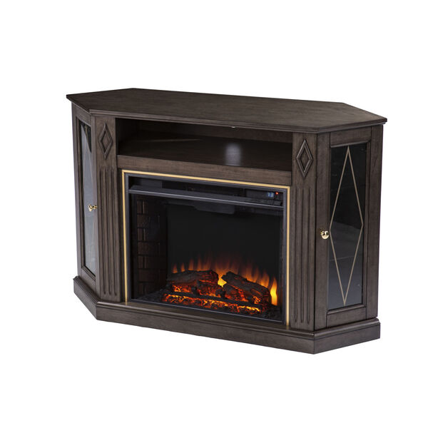 Austindale Light Brown Corner Electric Fireplace with Media Storage, image 5