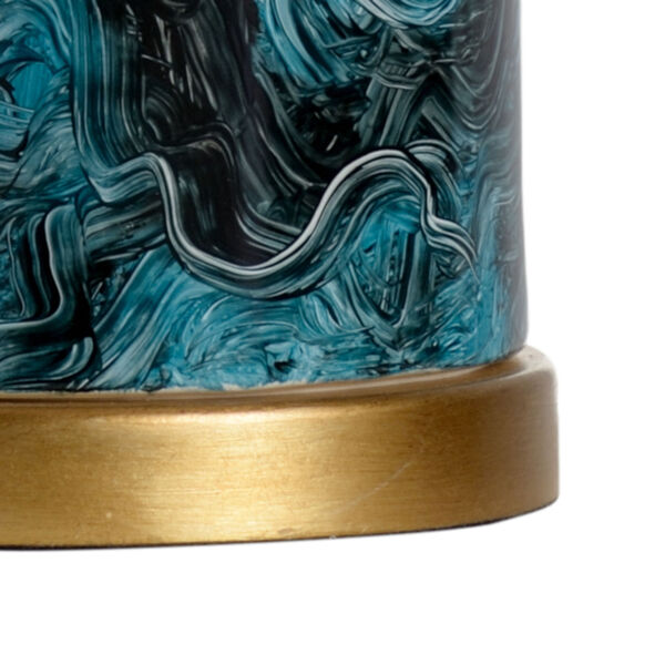 Malachite and Gold One-Light Cylinder Table Lamp, image 2