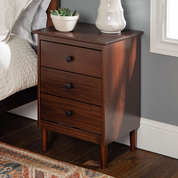 Spencer Walnut Three-Drawer Solid Wood Nightstand, Set of Two, image 2