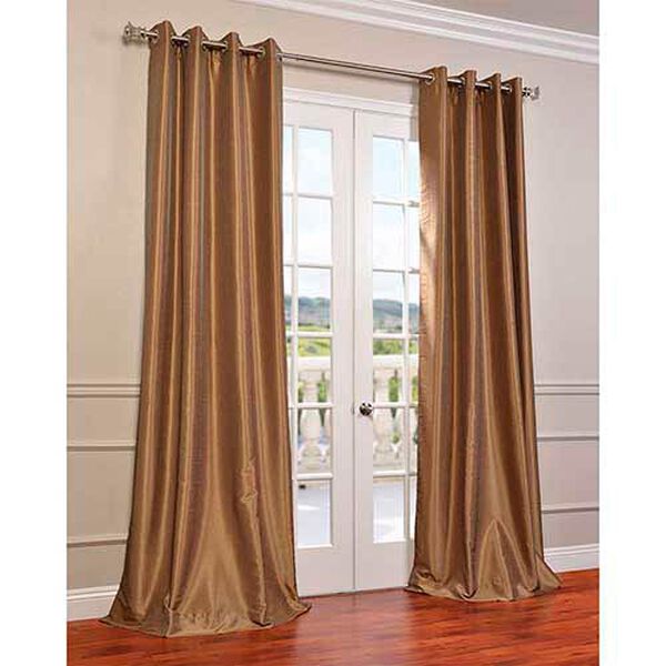 Flax Gold 108 x 50-Inch Vintage Textured Grommet Blackout Curtain Single Panel, image 2