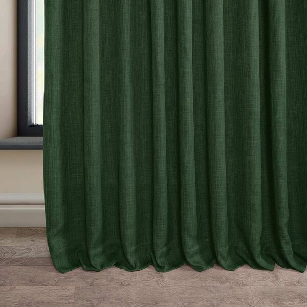 Key Green Faux Linen Extra Wide Room Darkening Single Panel Curtain, image 6