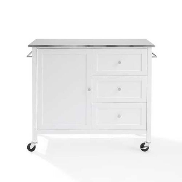 Soren White and Stainless Steel Top Kitchen Island, image 5