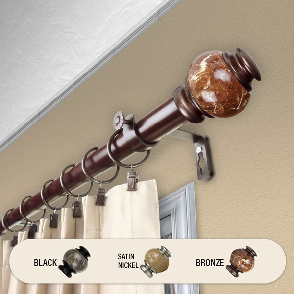 Bronze 48-Inch Marble Curtain Rod, image 2
