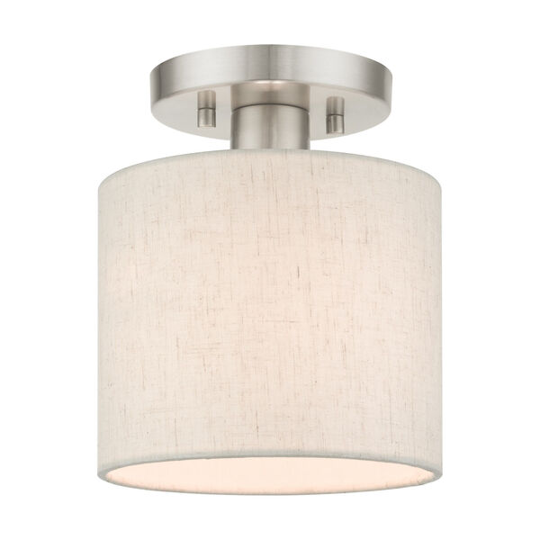 Meadow Brushed Nickel Seven-Inch One-Light Semi-Flush Mount, image 1