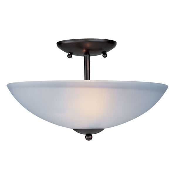 Logan Oil Rubbed Bronze Two Light Semi-Flush Mount with Frosted Glass Shade, image 1