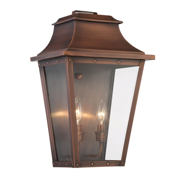 Coventry Copper Patina 17-Inch Two-Light Outdoor Wall Mount, image 1