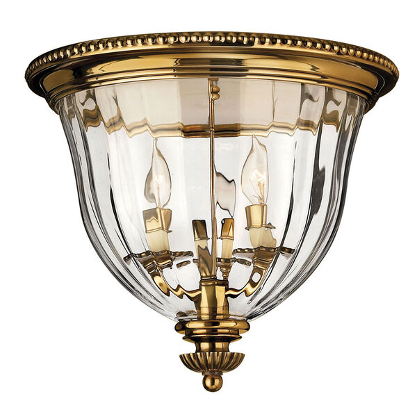 Oxford Small Burnished Brass Flush Mount Ceiling Light, image 1