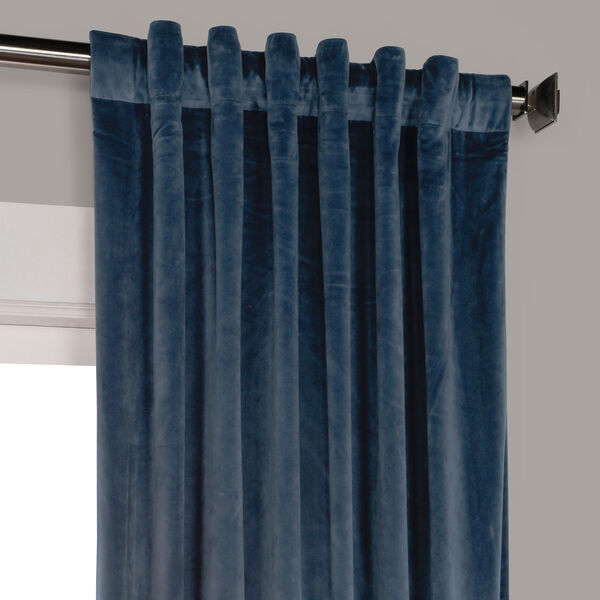 Blue 84 x 50 In. Plush Velvet Curtain Single Panel, image 9