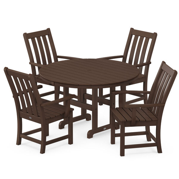 Vineyard Mahogany Round Arm Chair Dining Set, 5-Piece, image 1