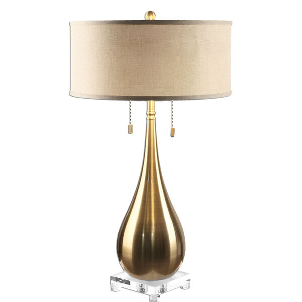 Lagrima Brushed Brass Two-Light Table Lamp, image 1