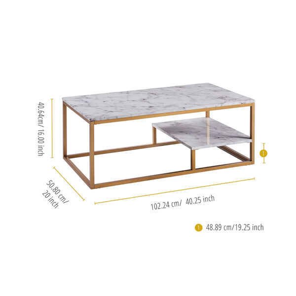 Marmo Faux Marble and Brass Coffee Table, image 5