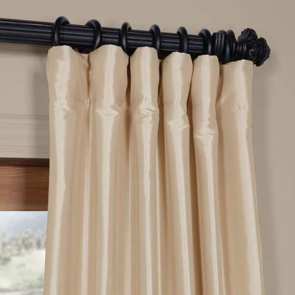 Antique Beige Faux Silk Taffeta Single Panel Curtain, 50 X 84, image 2