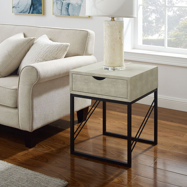 Off White and Black Side Table with One Drawer, image 3