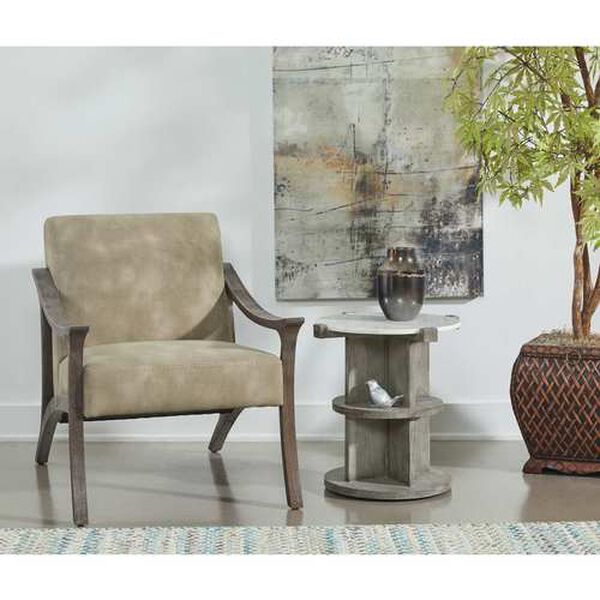 Taylor Tan Upholstered Armchair with Wood Frame, image 6