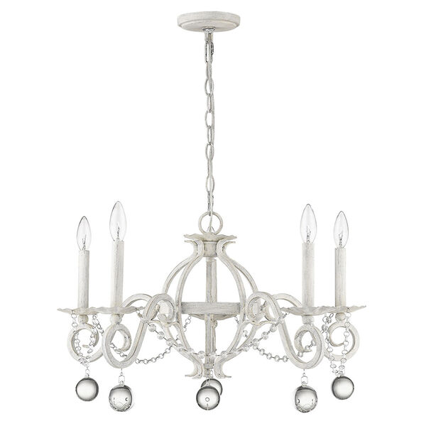 Callie Country White Five-Light Chandelier, image 1