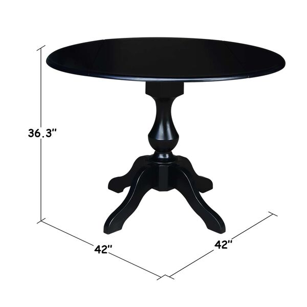 Black 30-Inch High Round Pedestal Dual Drop Leaf Dining Table, image 5