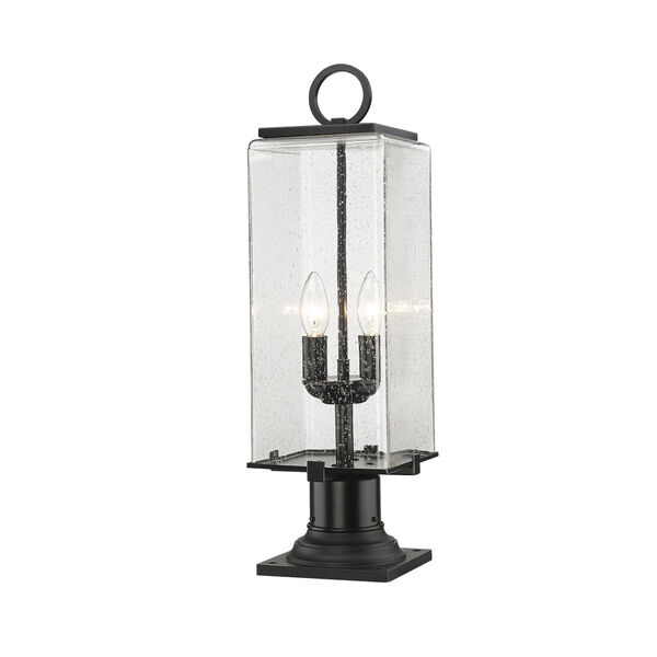 Sana Black 22-Inch Two-Light Outdoor Pier Mounted Fixture with Seedy Shade, image 1