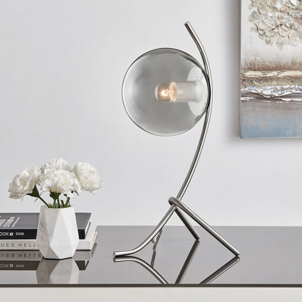 Lancy Brushed Nickel Smoke Glass One-Light Table Lamp, image 3