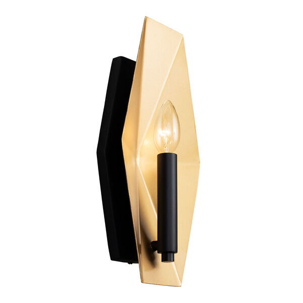 Malone Matte Black and French Gold One-Light Wall Sconce, image 3