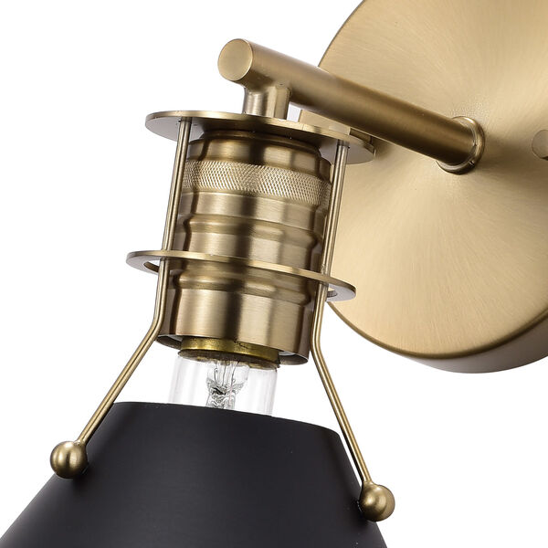 Outpost Matte Black and Burnished Brass One-Light Wall Sconce, image 6